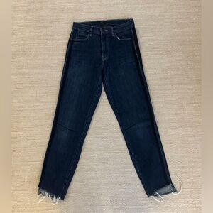 MOTHER Denim Stunner Zip Ankle Step Fray Sweeping Racer